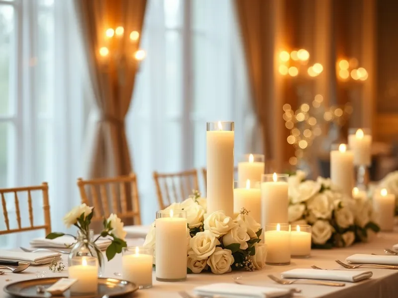 Lot bougie mariage ivoire pilier crème — grossiste événementiel